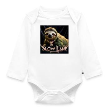 SLOW LANE - Organic Longsleeve Baby Bodysuit - white - Front
