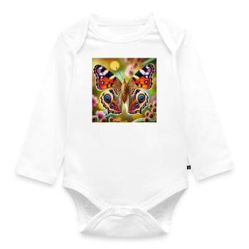 Schmetterling. 00x - Baby Bio-Langarm-Body - Weiß - Vorne