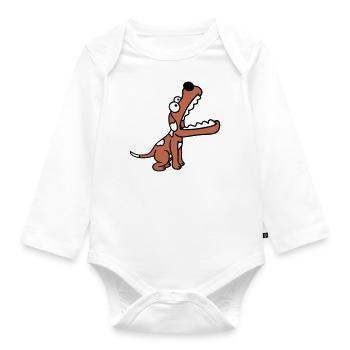 Dog Big Mouth Snout Hunger Looking Up - Organic Longsleeve Baby Bodysuit - white - Front