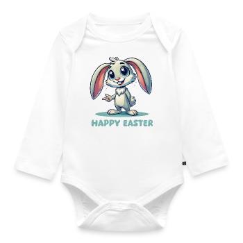 hase comic osterhase - Baby Bio-Langarm-Body - Weiß - Vorne