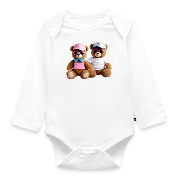 Cool Teddies Couple - Organic Longsleeve Baby Bodysuit - white - Front