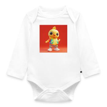 Sweet Bird - 3d Charakter - Baby Bio-Langarm-Body - Weiß - Vorne