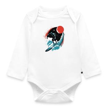 Cosmic Surf - Baby Bio-Langarm-Body - Weiß - Vorne