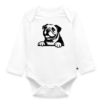 Bouledogue - Body Bébé bio manches longues - blanc - Devant