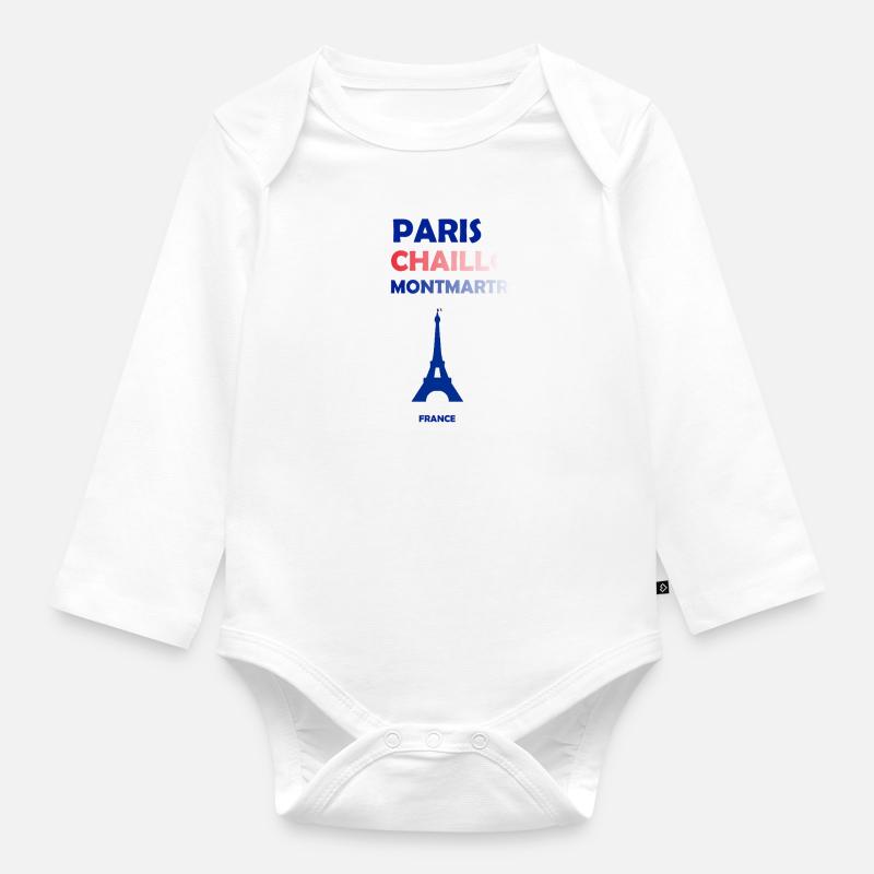 Parigi, Francia - Body ecologico per neonato a manica lunga - bianco