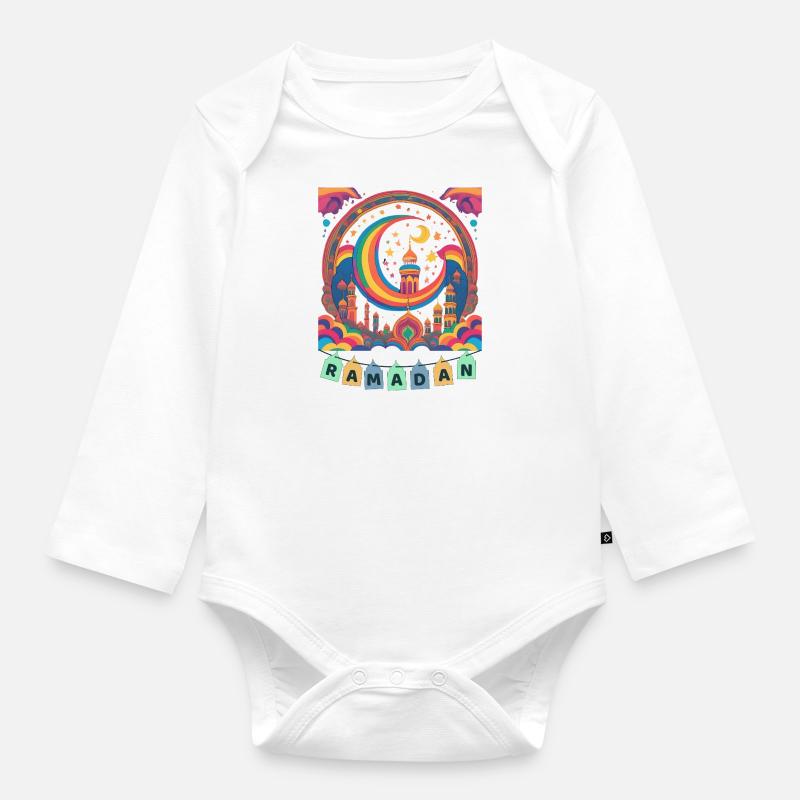 Ramadan Geschenk Eid Mubarak Islam Allah Muslim - Baby Bio-Langarm-Body - Weiß