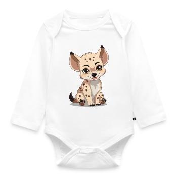 Baby- Hyäne - Baby Bio-Langarm-Body - Weiß - Vorne