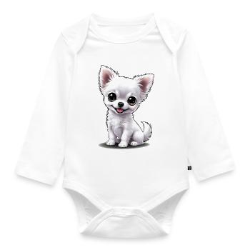 Baby- Chihuahua (Puchi) - Baby Bio-Langarm-Body - Weiß - Vorne