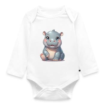 Bébé hippopotame - Body Bébé bio manches longues - blanc - Devant