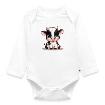 Baby- Kuh - Baby Bio-Langarm-Body - Weiß - Vorne