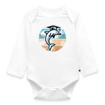 Schlauer Delfin – Abschluss & Bildung - Baby Bio-Langarm-Body - Weiß - Vorne
