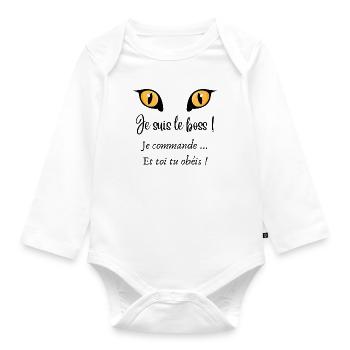 c'est qui le patron - Body Bébé bio manches longues - blanc - Devant