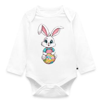Osterhase mit Ostereiern - Baby Bio-Langarm-Body - Weiß - Vorne