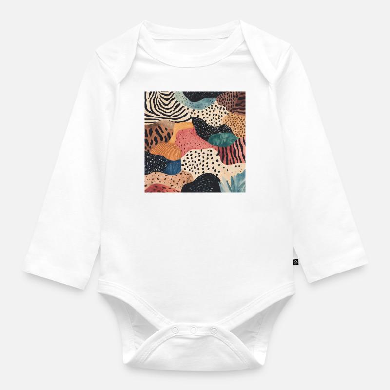 Diversity pattern - Organic Longsleeve Baby Bodysuit - white