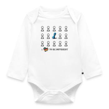 Ich liebe es, anders zu sein – einzigartiges Schachbauern T-Shirt - Baby Bio-Langarm-Body - Weiß - Vorne