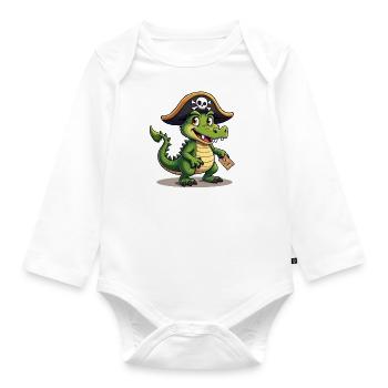 Swashbuckle Snap : Pirate crocodile - Body Bébé bio manches longues - blanc - Devant