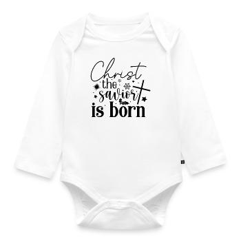Christ the Savior is born - Organic Longsleeve Baby Bodysuit - white - Front
