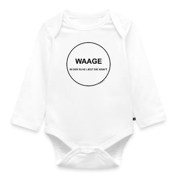Waage - in der Ruhe liegt die Kraft - Baby Bio-Langarm-Body - Weiß - Vorne