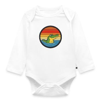 Alligator Retro Alligators - Organic Longsleeve Baby Bodysuit - white - Front