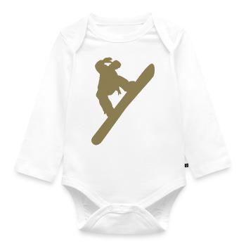 Minimalistischer Snowboarder Wintersport - Baby Bio-Langarm-Body - Weiß - Vorne