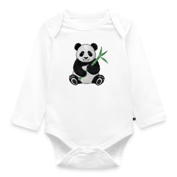 Panda Brodé - Body Bébé bio manches longues - blanc - Devant