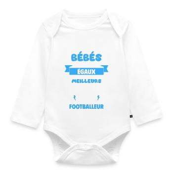 Bébé de Papa footballeur,cadeau de naissance,papa - Body Bébé bio manches longues - blanc - Devant