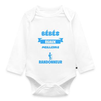 Bébé de Papa randonneur,randonnée,cadeau naissance - Body Bébé bio manches longues - blanc - Devant