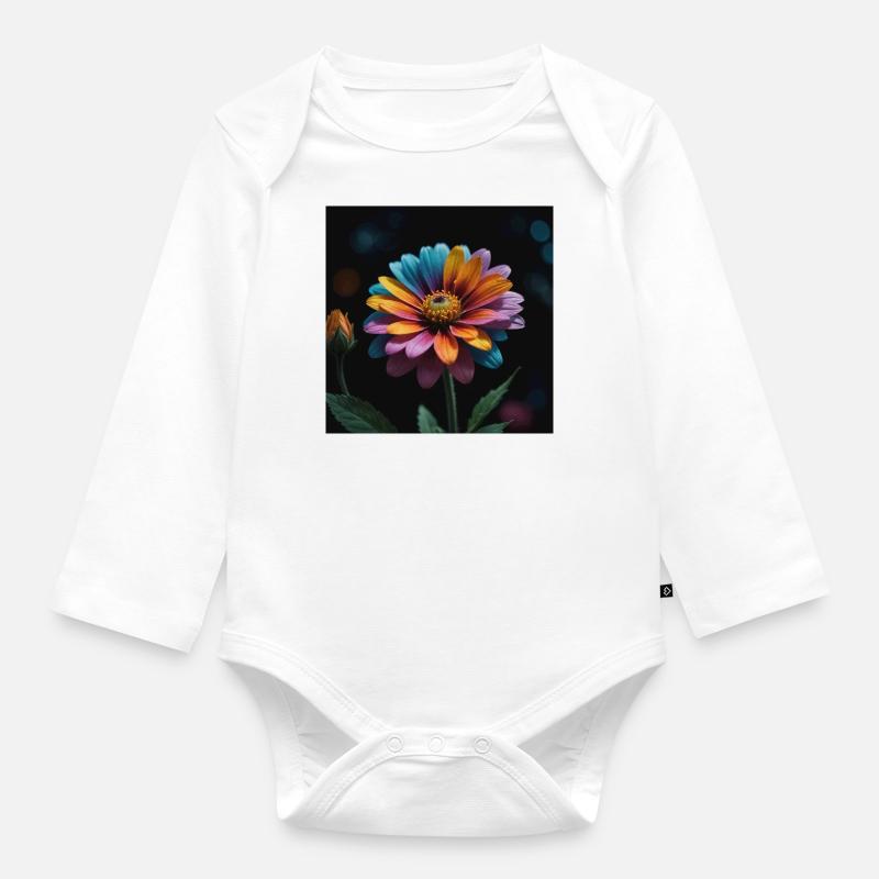 Bunte Blume - Baby Bio-Langarm-Body - Weiß