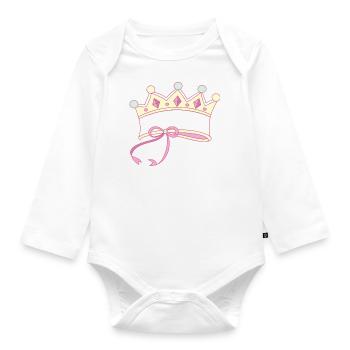 Couronne inscriptible - Body Bébé bio manches longues - blanc - Devant