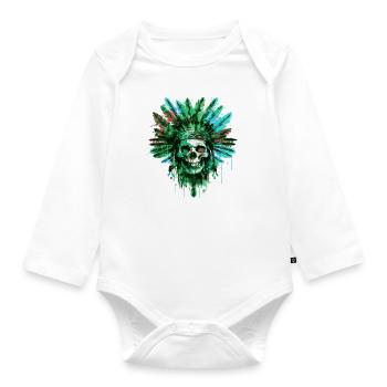 Indian Skull Chief - Organic Longsleeve Baby Bodysuit - white - Front