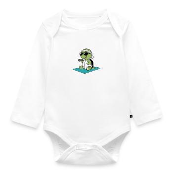 Funny Turtle Gym T-Shirt – Shell Yeah - Baby Bio-Langarm-Body - Weiß - Vorne