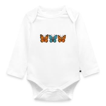 Drei Schmetterlinge - Baby Bio-Langarm-Body - Weiß - Vorne