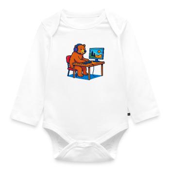 Computer Bär - Baby Bio-Langarm-Body - Weiß - Vorne