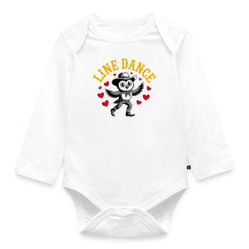 Line Dance Eule lustige Eule mit Stetson und Boots - Baby Bio-Langarm-Body - Weiß - Vorne