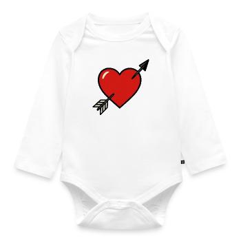 Hits in the heart - Organic Longsleeve Baby Bodysuit - white - Front