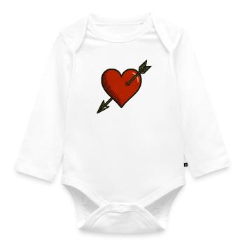 Vintage Love Shot – Romance with depth - Organic Longsleeve Baby Bodysuit - white - Front