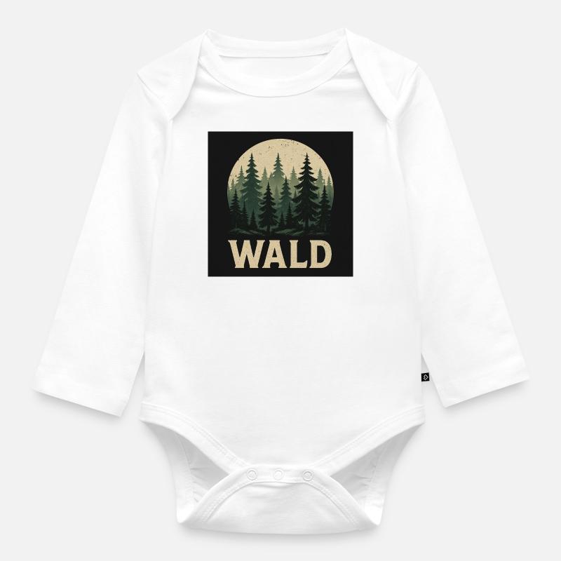 Fir Trees Forest Design - Organic Longsleeve Baby Bodysuit - white