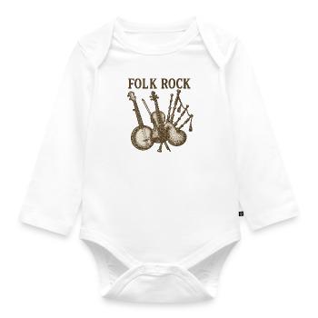 Vintage Folk Rock – Banjo, Geige & Dudelsack - Baby Bio-Langarm-Body - Weiß - Vorne