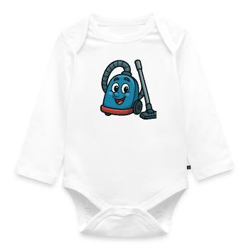Un aspirateur heureux - Body Bébé bio manches longues - blanc - Devant