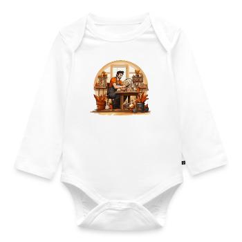 Clay Creations: Sculpture & Pottery Studio - Organic Longsleeve Baby Bodysuit - white - Front
