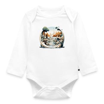 Sculpture: Outdoor Art Haven for Enthusiasts - Organic Longsleeve Baby Bodysuit - white - Front