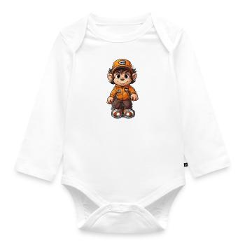 Monkey Skateboard Deck - Organic Longsleeve Baby Bodysuit - white - Front