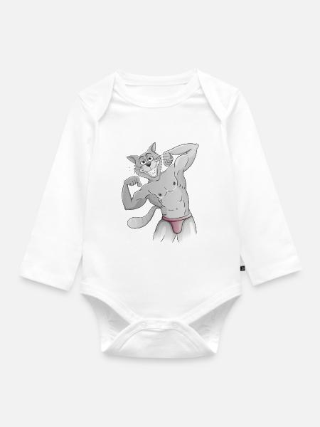 Muskelkater - Baby Bio-Langarm-Body - Weiß