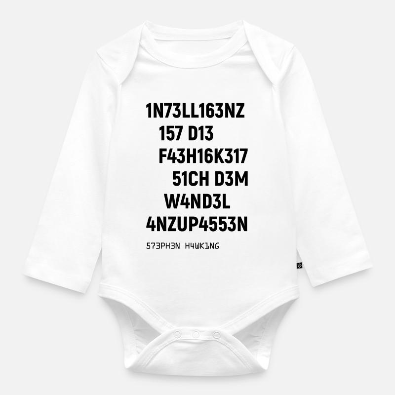 Leetspeak Intelligenz Spruch für Nerds und Hacker - Baby Bio-Langarm-Body - Weiß