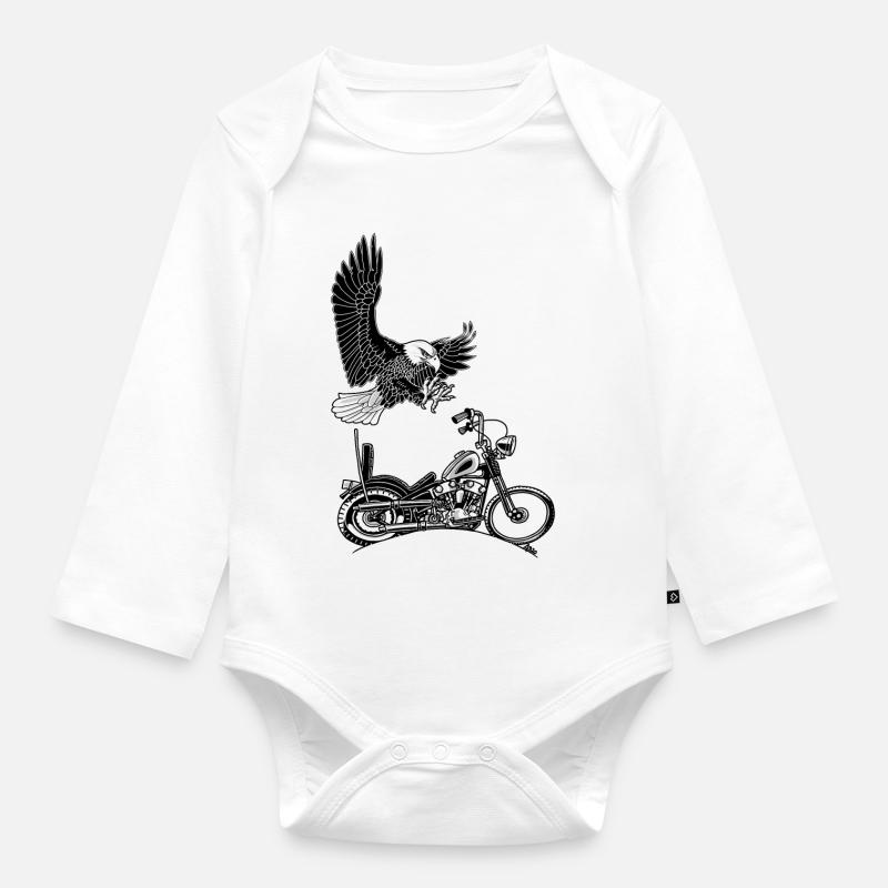 0906 aigle chopper knucklehead - Body Bébé bio manches longues - blanc