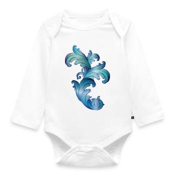 beautiful blue shimmering baroque ornament - Organic Longsleeve Baby Bodysuit - white - Front