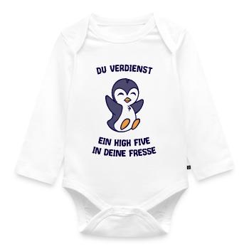 Vogel Tier Humorvoll Pinguin Statement Arktis - Baby Bio-Langarm-Body - Weiß - Vorne
