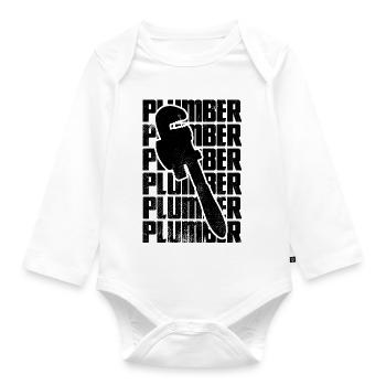 Plumber - Organic Longsleeve Baby Bodysuit - white - Front
