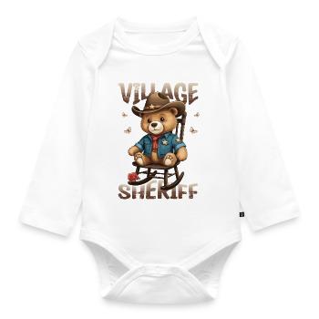 Bär der Dorf Sheriff - Baby Bio-Langarm-Body - Weiß - Vorne