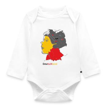Deutscher Landkartenstil mit Nationalfarben - Baby Bio-Langarm-Body - Weiß - Vorne